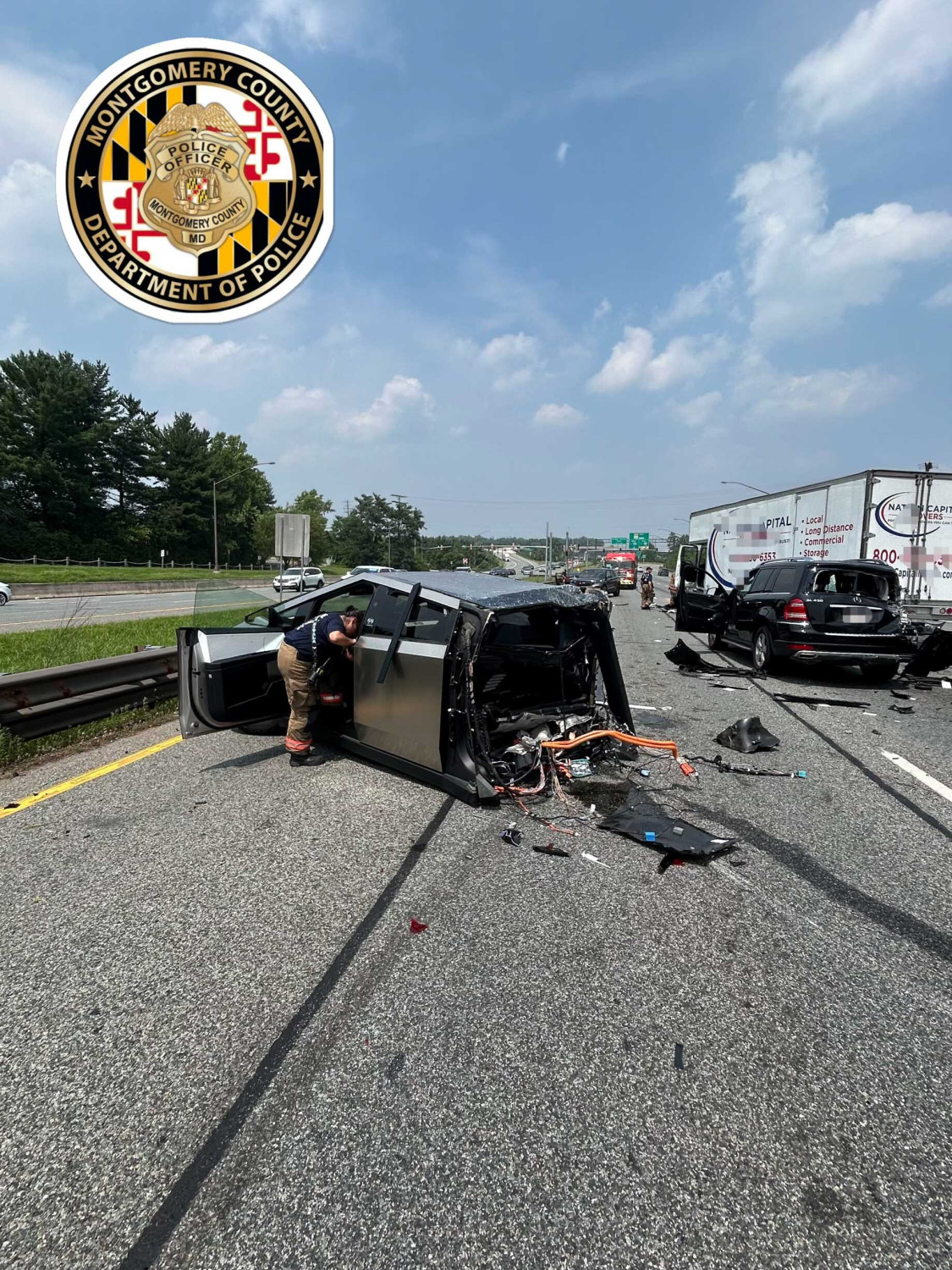 Cybertruck Ripped In Two After Runaway Truck Triggers 10-Car Pileup