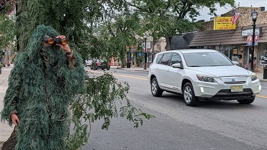 A Cop Dressed As A Shrub Wrote 74 Tickets In Six Hours