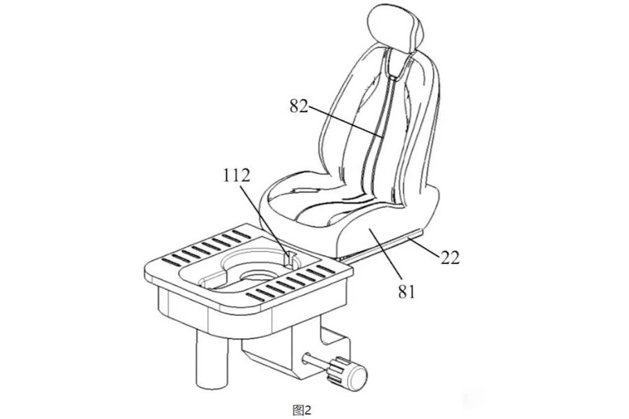 Seres patents idea for on-board toilet in vehicles