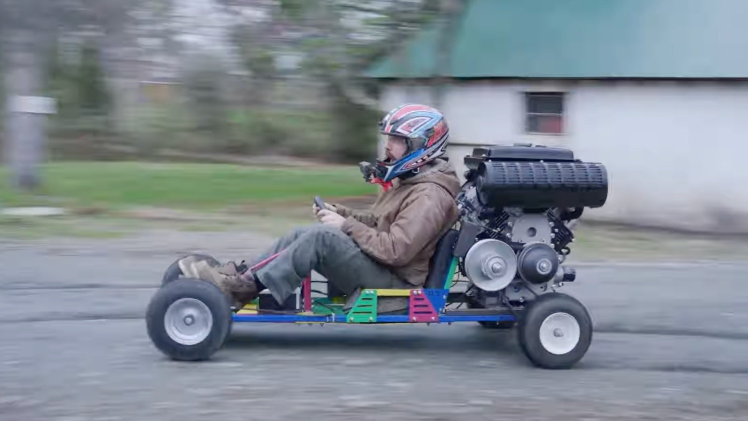 A Huge Chinese Diesel V-Twin Makes One Heck of a Go-Kart Motor