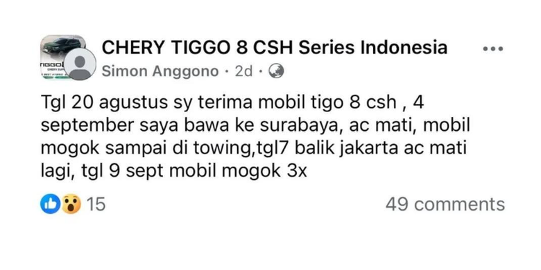 Kronologi Keluhan Pemilik Chery Tiggo 8 CSH dan Respon Chery Indonesia