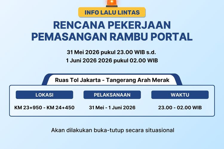 Ada Pengaturan Lalu Lintas di Tol Jakarta-Tangerang, Cek Jadwalnya