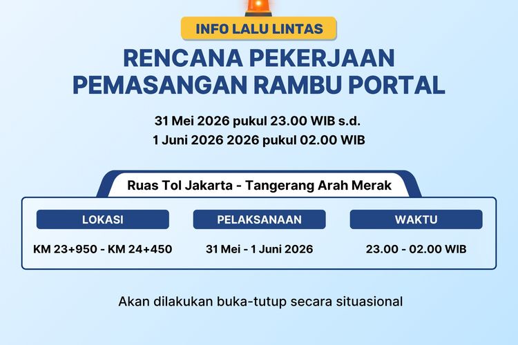 Ada Pengaturan Lalu Lintas di Tol Jakarta-Tangerang, Cek Jadwalnya