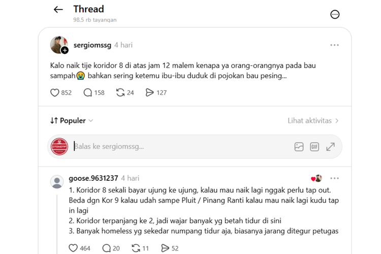 Koridor 8 Dikeluhkan Bau, Tranjakarta Merespons Akan Libatkan Dinsos