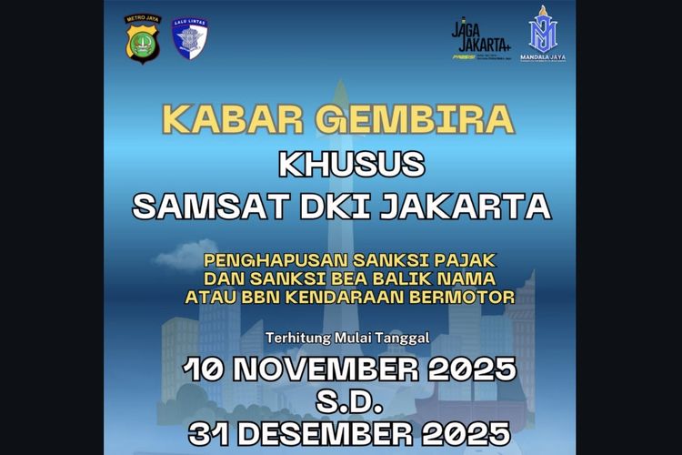 Ada Pemutihan Pajak Kendaraan di Jakarta Mulai Hari Ini