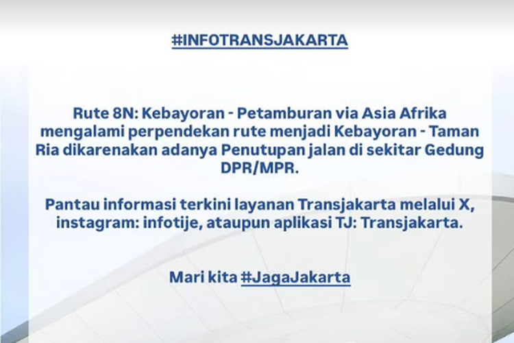 Update Rute Transjakarta yang Masih Direkayasa Siang Ini