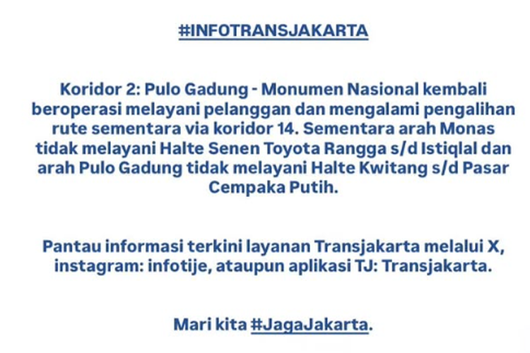 Update Rute Transjakarta yang Masih Direkayasa Siang Ini