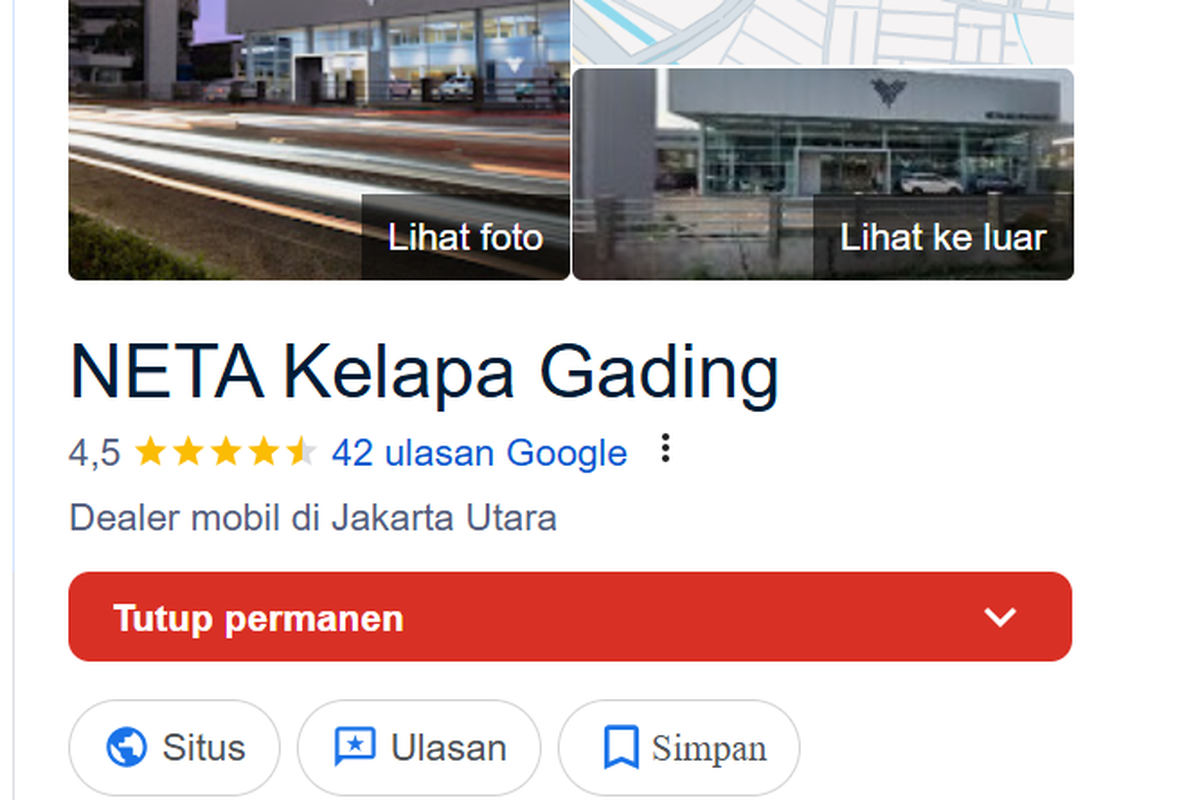 Diler Mobil Listrik Neta di Kelapa Gading Ditutup, Ini Penjelasannya