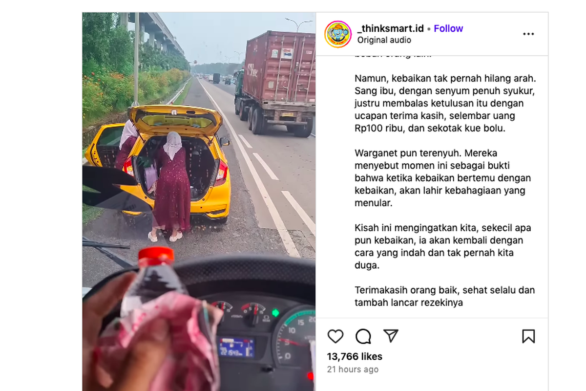 Viral Sopir Truk Bantu Ibu-ibu Ganti Ban di Tol, Dibalas Begini dari Ibu-ibu