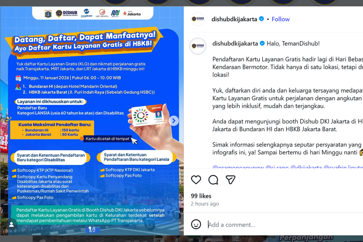 Pendaftaran Kartu Transportasi Gratis Dibuka di CFD Besok, Ini Lokasinya