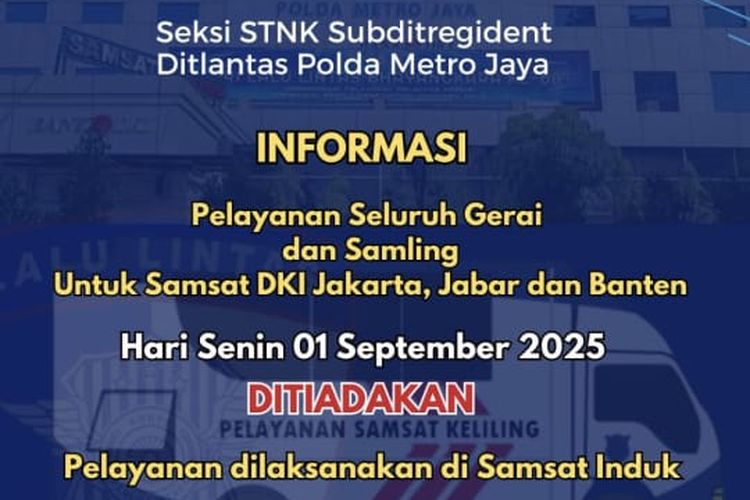 Pelayanan SIM dan STNK di Gerai Keliling Ditiadakan Sementara, Hanya di Samsat Induk