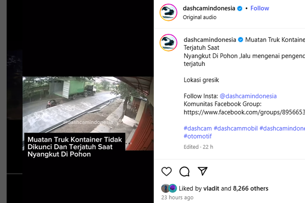 Muatan Truk Kontainer Lepas, Pengendara Motor Jadi Korban