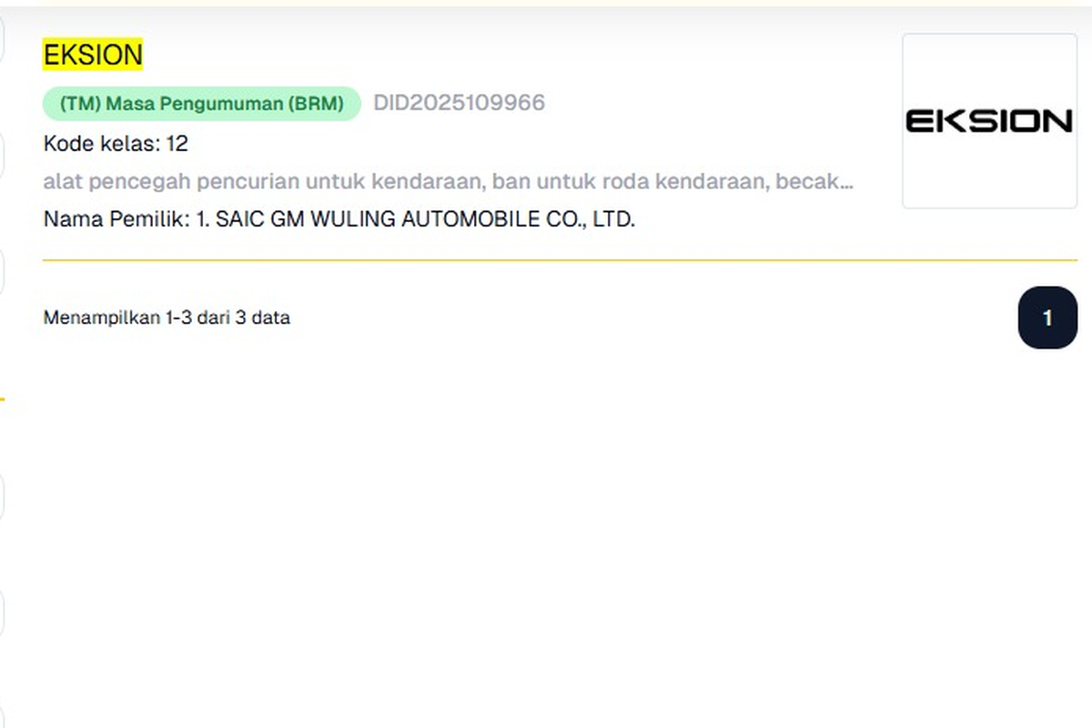 Nama Wuling Eksion Didaftarkan, Meluncur Tahun Depan?