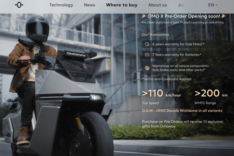 Bocoran Spesifikasi Omoway Omo-X, Jarak Tempuh Tembus 200 Km