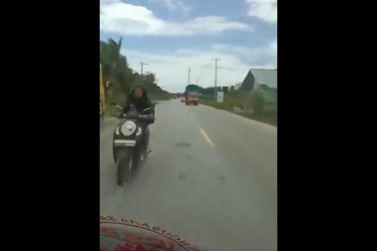 Video Viral, Momen Pengendara Scoopy Adu Banteng dengan Gran Max