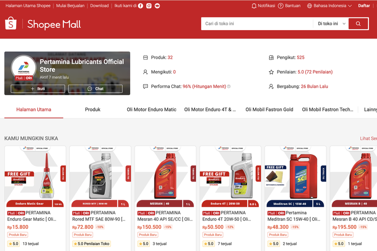 Beli Oli Pertamina Asli Kini Bisa Lewat E-Commerce