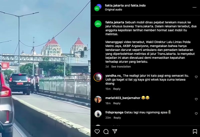 Viral Mobil Dinas Dibiarkan Masuk Jalur TJ, Ini Ancaman Hukumannya