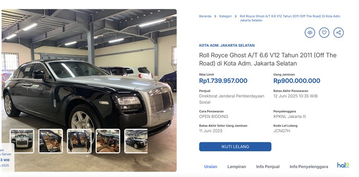 Serbu! Pemerintah Lelang Rolls-Royce 'Murah', Dibuka dengan Harga Segini