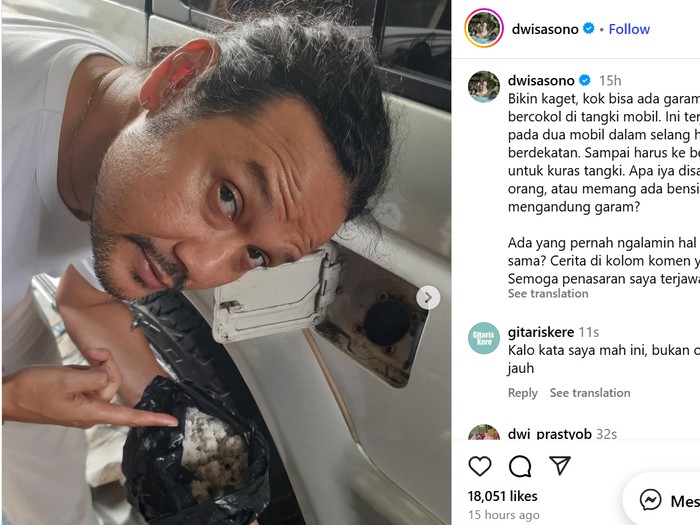 Tangki Bensin Mobil Dwi Sasono Ada Garam, dari BBM?