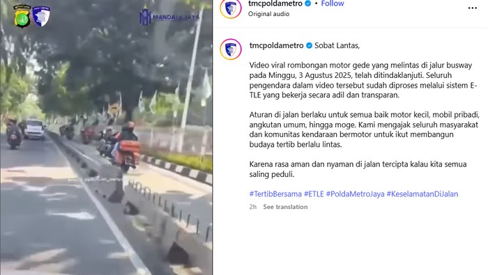 Konvoi Moge Terobos Jalur Busway Ditilang Semua, Segini Besar Dendanya