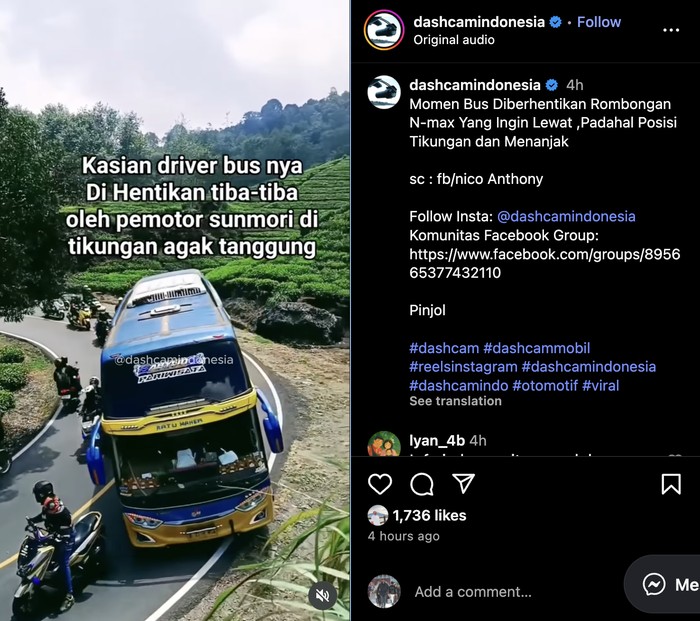 Permohonan Maaf Pemotor Nmax yang Viral Adang Bus di Tikungan