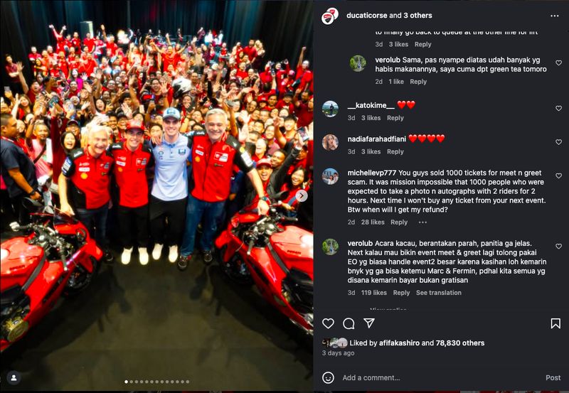 Marquez, Fans Marquez di Indonesia Kecewa, Minta Uang Tiket Meet and Greet Dikembalikan!