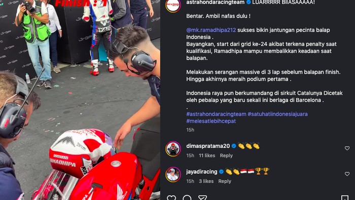 Sujud Syukur Pebalap Indonesia Kiandra usai Kemenangan Gila di Barcelona