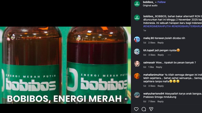 Viral Muncul BBM Baru Bernama Bobibos: RON 98, Diklaim dari Nabati