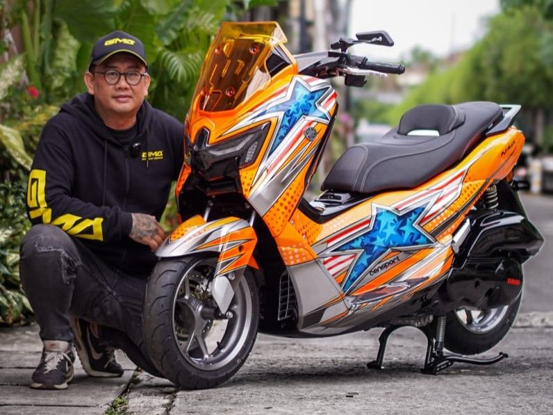 Racing Abis! Yamaha Nmax Turbo Ini Dimodifikasi ala Grafis Replika Helm Balap