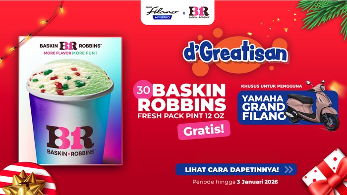 Yamaha Grand Filano Bagi-bagi Es Krim Baskin Robbins Gratis, Ini Caranya!