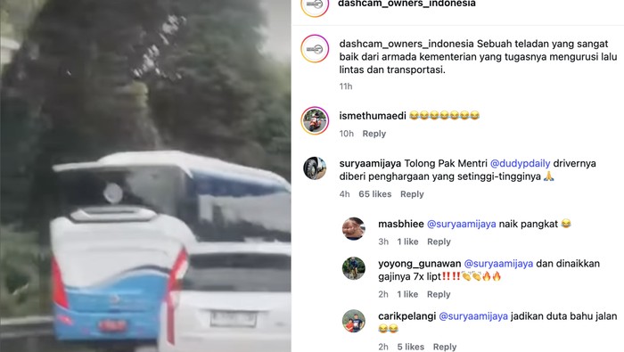 Bus Berlogo Kemenhub Nyelonong Lewat Bahu Jalan, Gimana Aturannya?