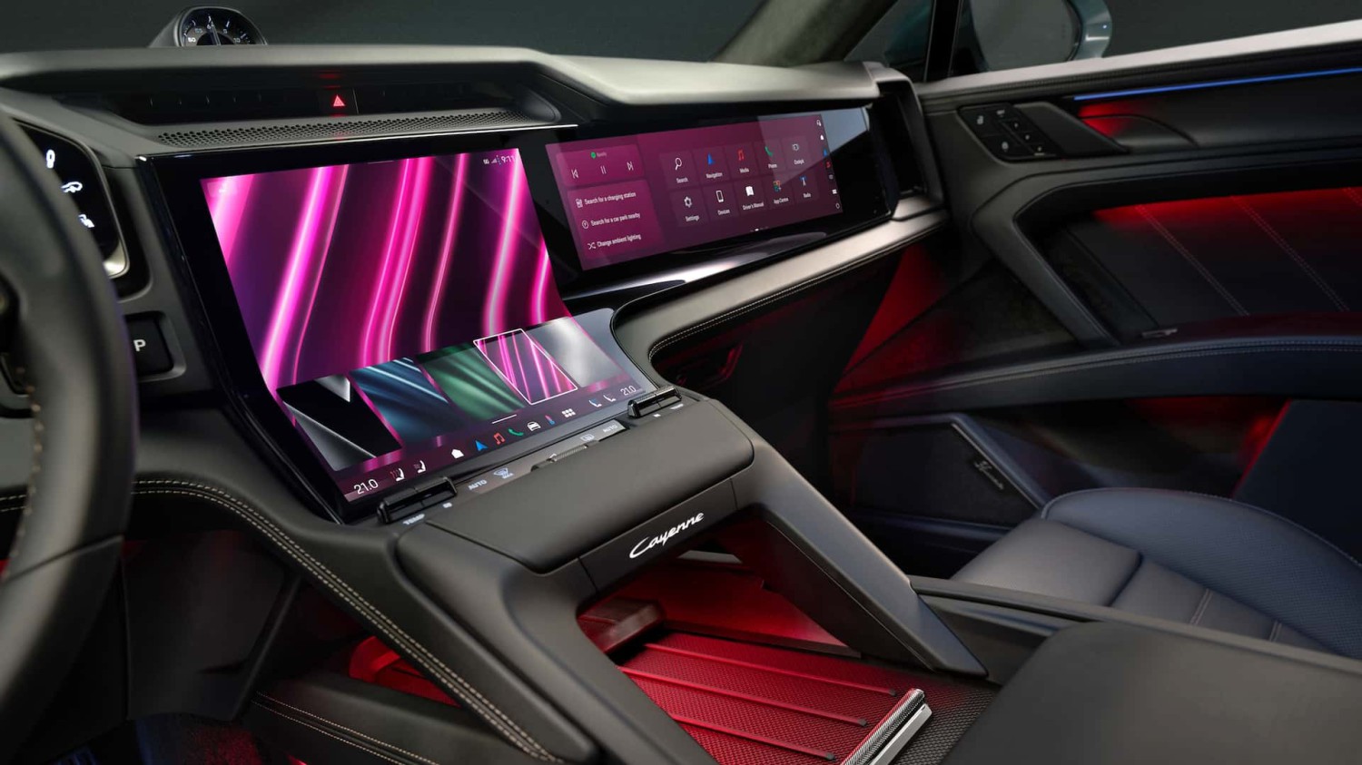 El interior del Porsche Cayenne eléctrico es una oda a las pantallas