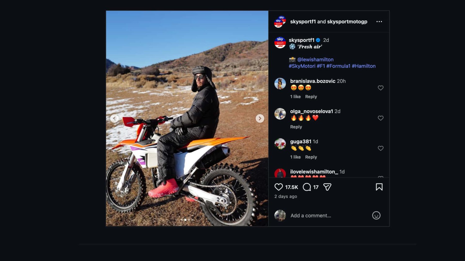 Lewis Hamilton compra una KTM de motocross