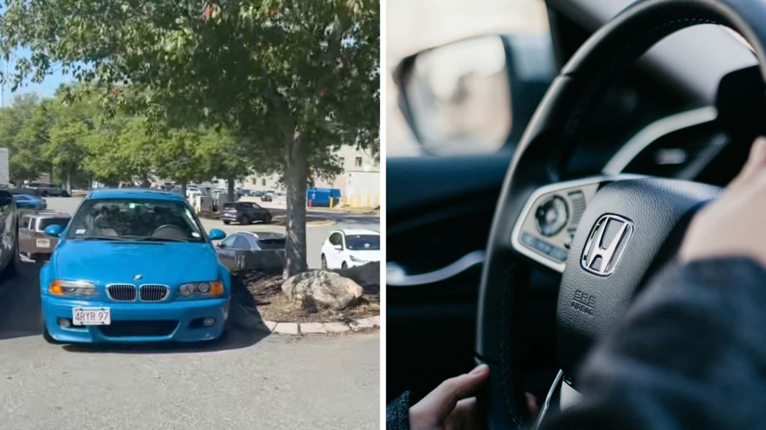BMW, Honda, BMW Driver Pulls Into Parking Spot. Then a Honda Steps In
