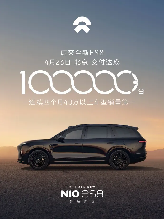 NIO 3rd gen ES8 hits 100,000 deliveries in 215 days, sets premium SUV record