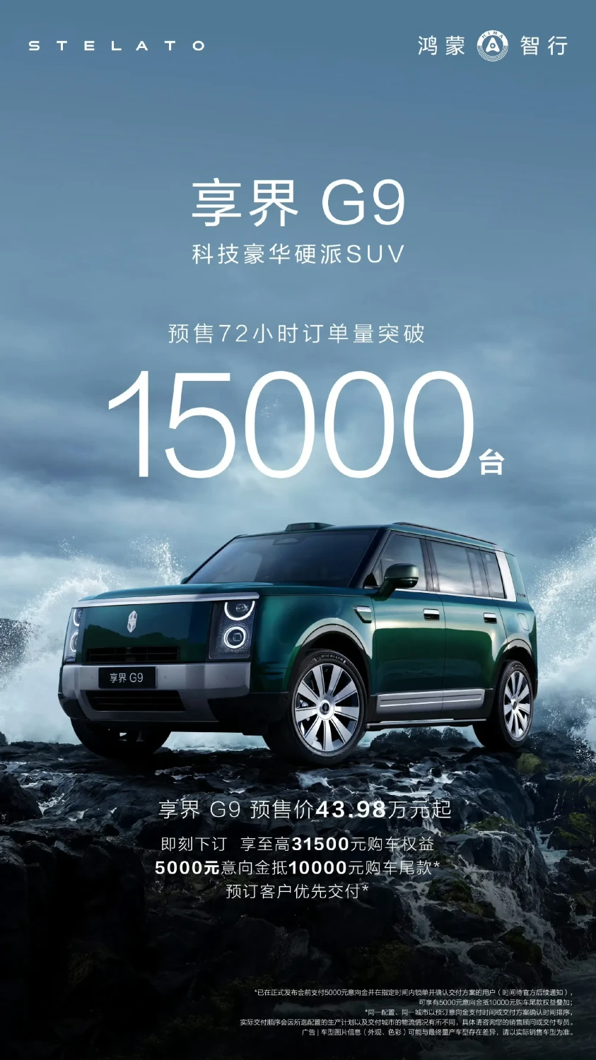 Huawei-backed Stelato G9 SUV tops 15,000 pre-orders in 72 hours