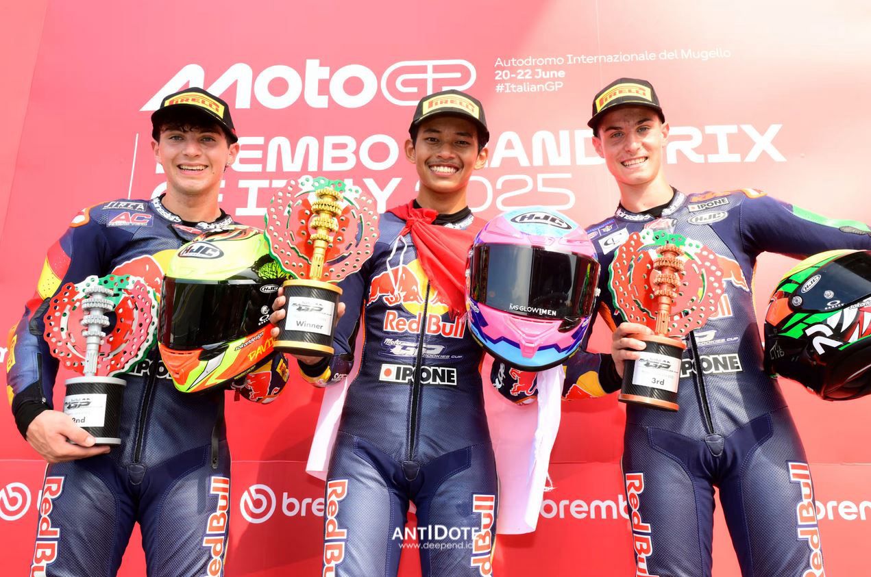 Redbull MotoGP Rookies Cup Veda Ega Pratama – PEMBALAP INDONESIA JUARA 1 DI MUGELLO ITALIA
