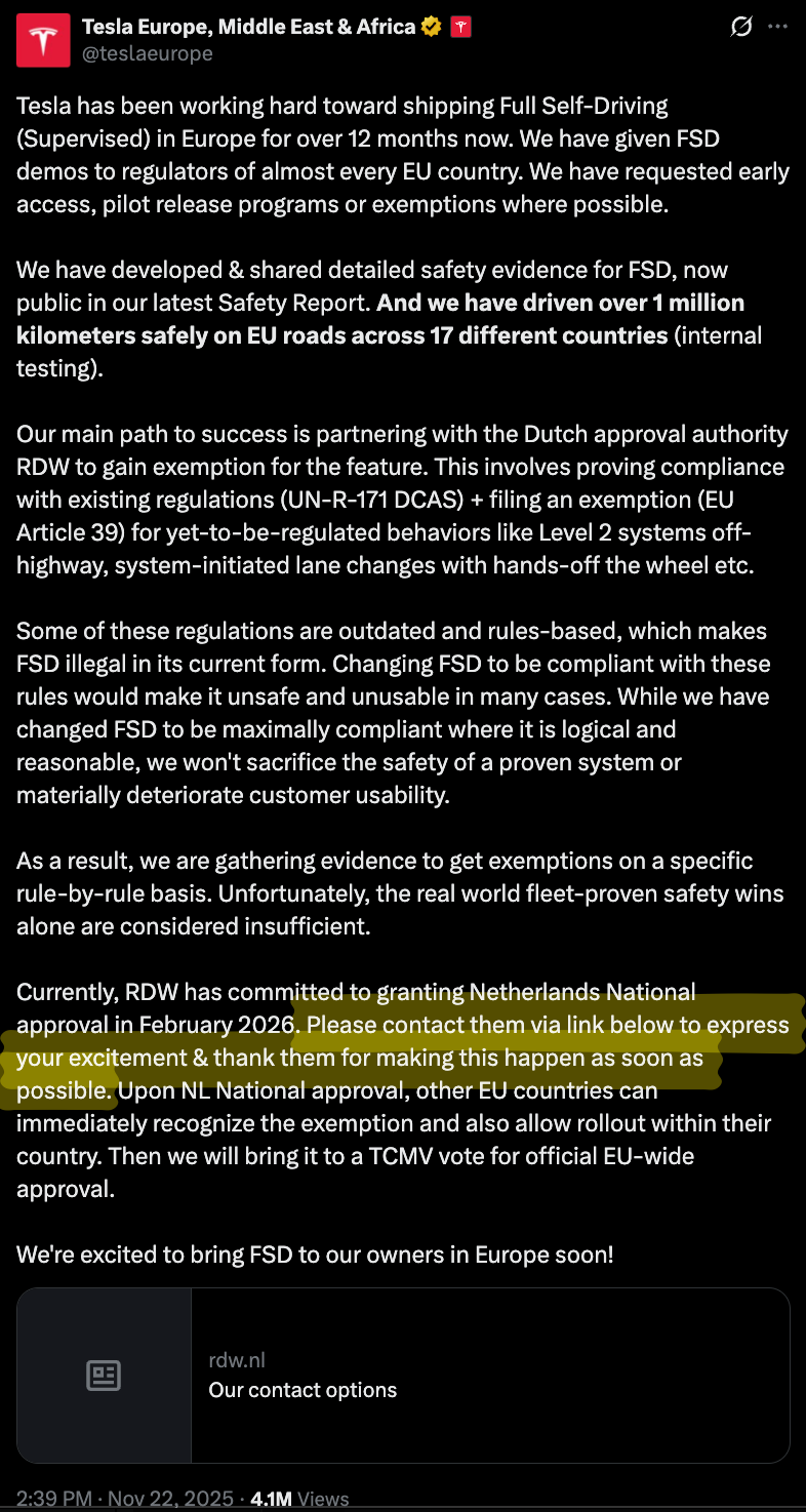 Tesla 'FSD' faces EU regulator skepticism over speeding, safety concerns