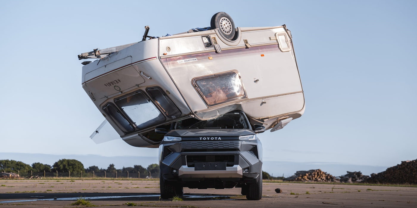 Toyota dropped a 1,675 lb caravan on its EV truck, and it drove off unfazed