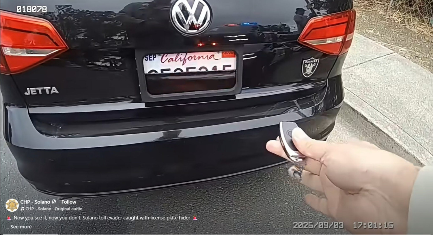 California Police Catch VW Jetta With James Bond-Style License Plate Hiding Device