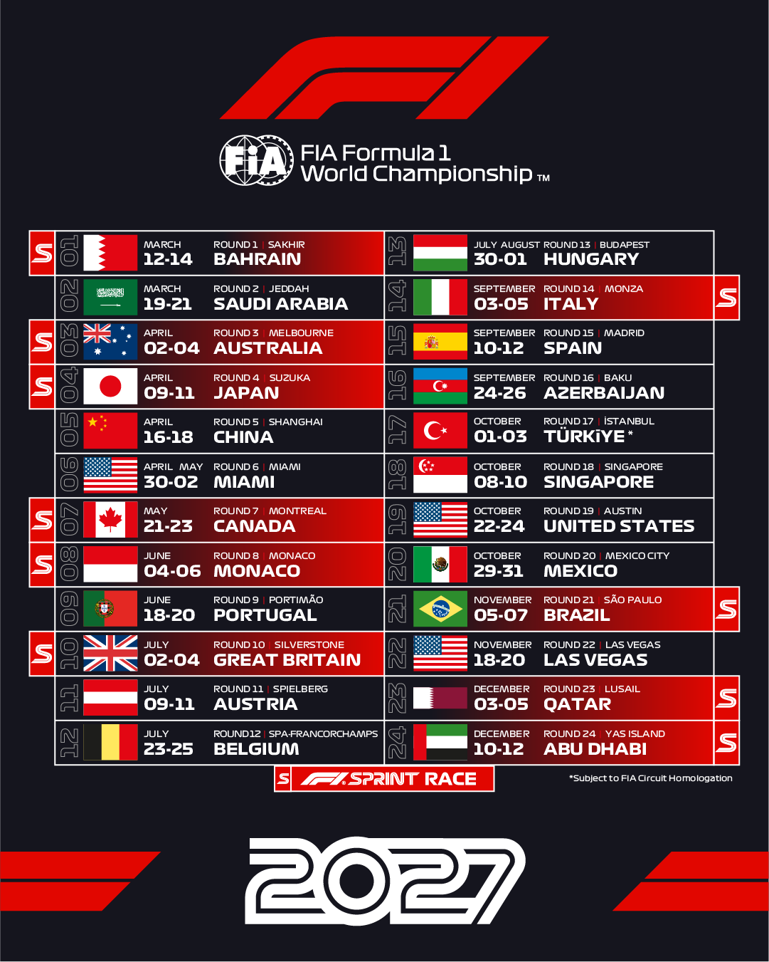 Formula 1’s 2027 Schedule Packs in 10 Sprint Races, Including One in Monaco