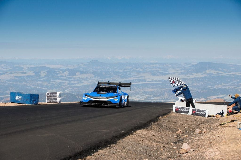 Romain Dumas and the Ford Super Mustang Mach-E Wins at Pikes Peak