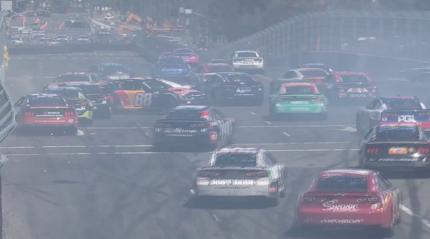 Race Favorites and Saturday's Winner Crash Battling for the Lead in NASCAR's Naval Base Coronado Race