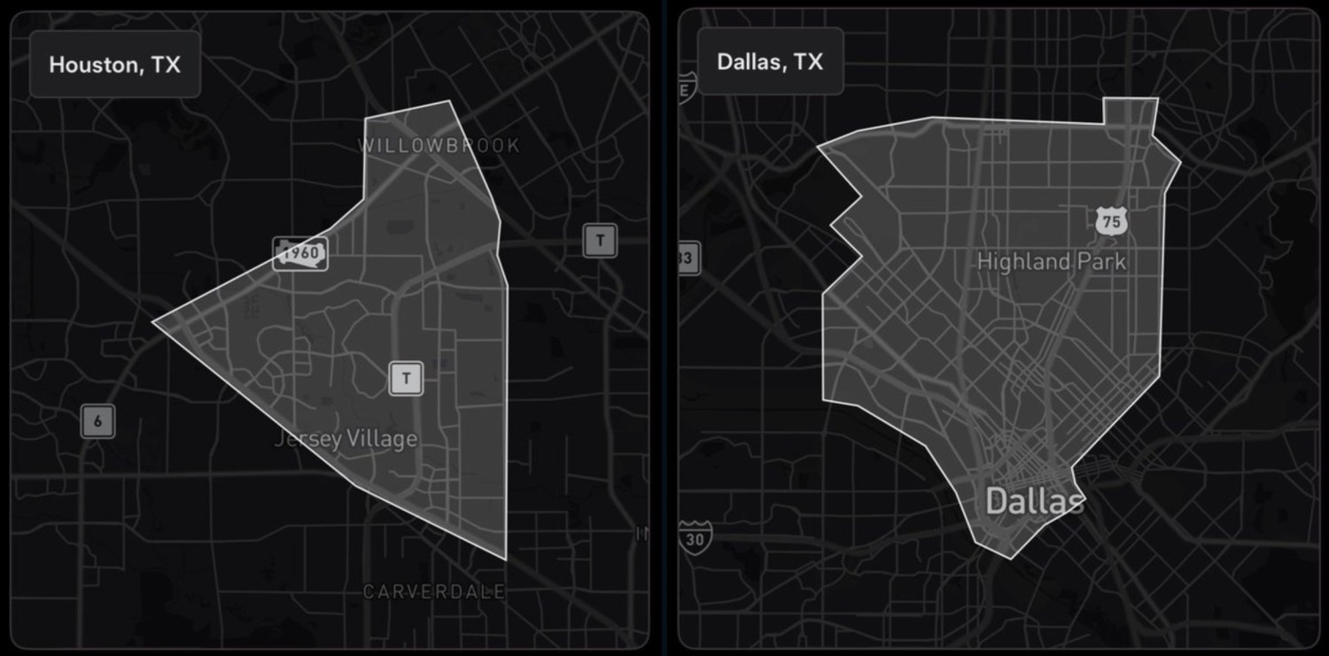Tesla, Robotaxi, Tesla launches 'Robotaxi' in Houston and Dallas with tiny geofences