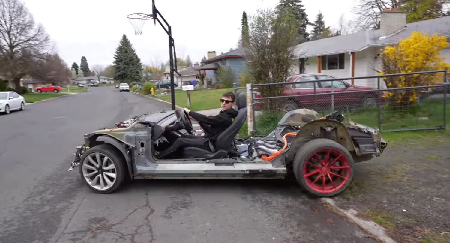 Tesla, YouTuber buys stripped Tesla Model 3 'go-kart' for $2,000 — it still has 212-mile range