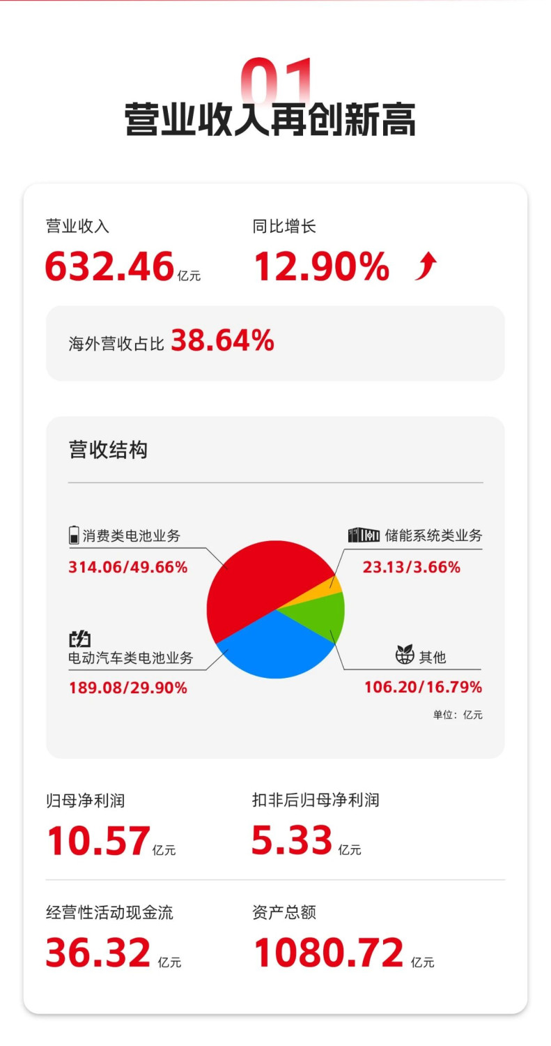 Sunwoda's 2025 Revenue Rises 12.9%, Overseas Share Reaches 38.64%