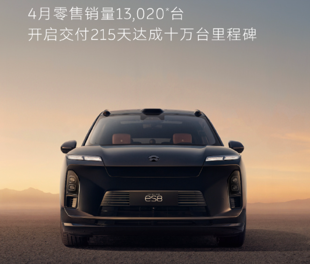 NIO, NIO's New ES8 Sells 13,020 Units in April, Leading Market Over 400,000 Yuan for Fifth Consecutive Month