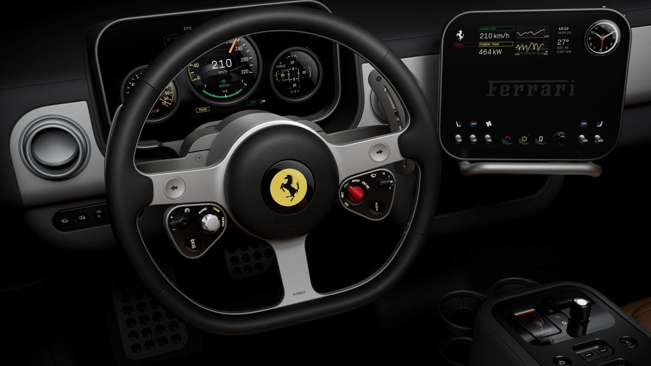 Así es el Ferrari luce por dentro, el primer Ferrari eléctrico que esconde patentes, sorpresas y referencias
