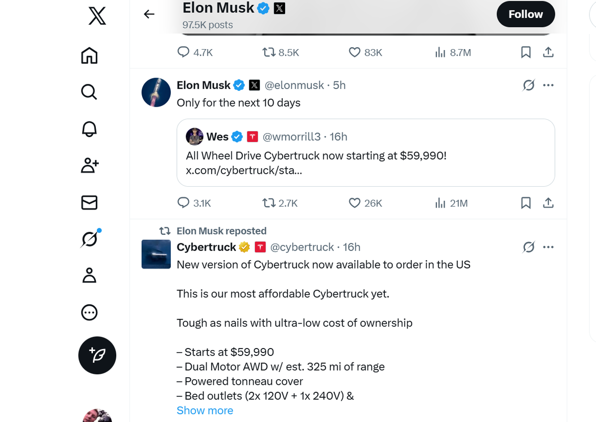 Tesla slashes Cybertruck prices to boost pickup sales