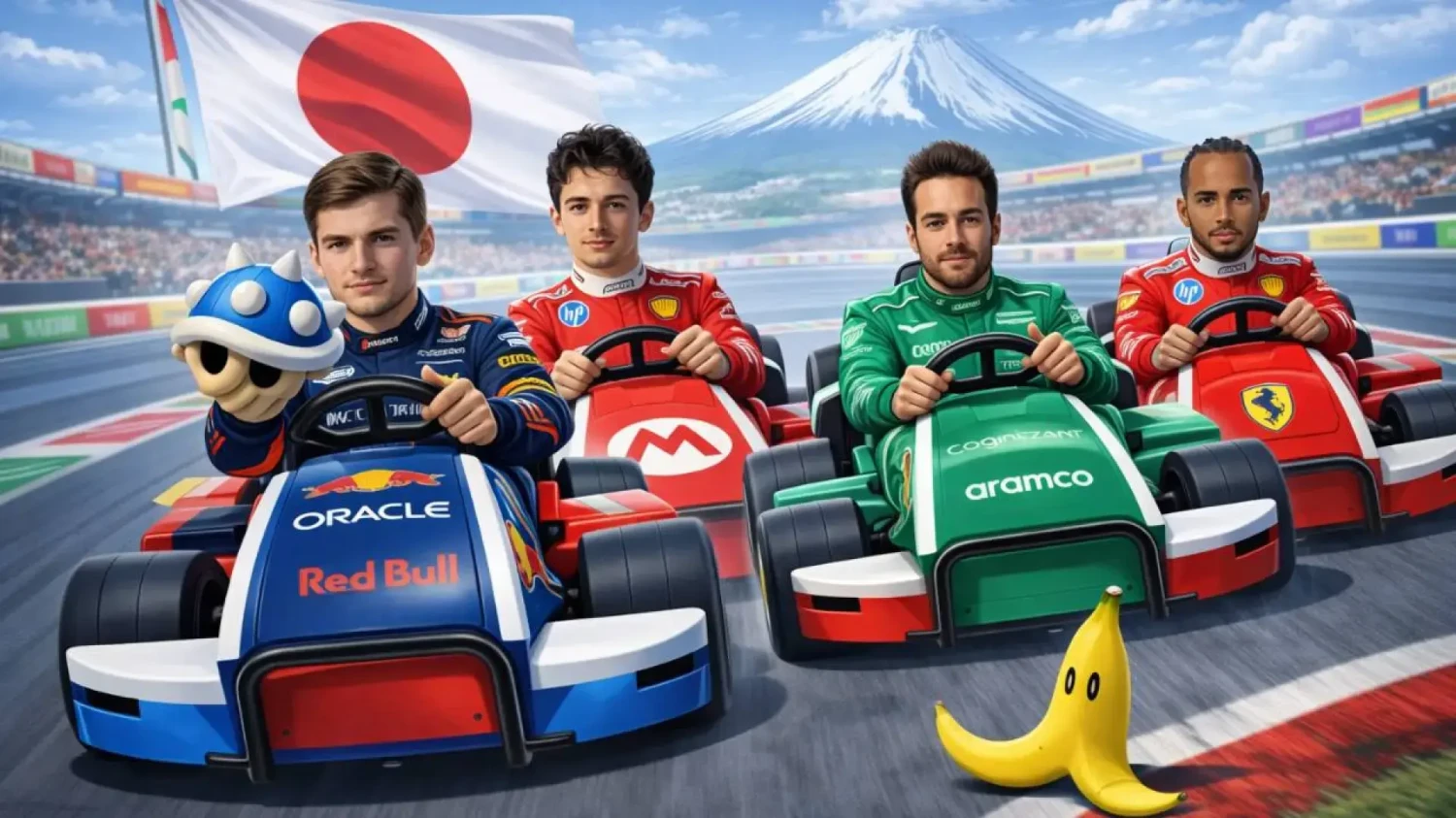 La nueva Fórmula 1 se transforma definitivamente en el Mario Kart con su llegada a Japón y una intro de videojuego